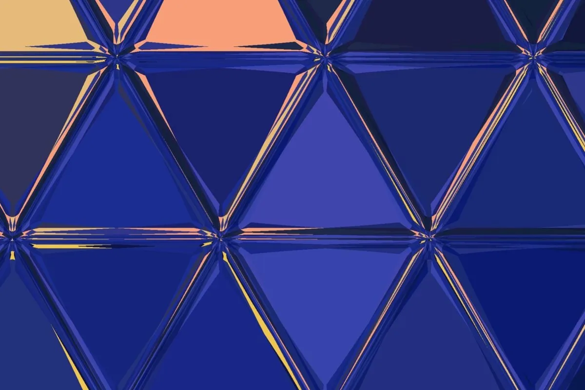 Abstract geometric pattern of interlocking triangles.