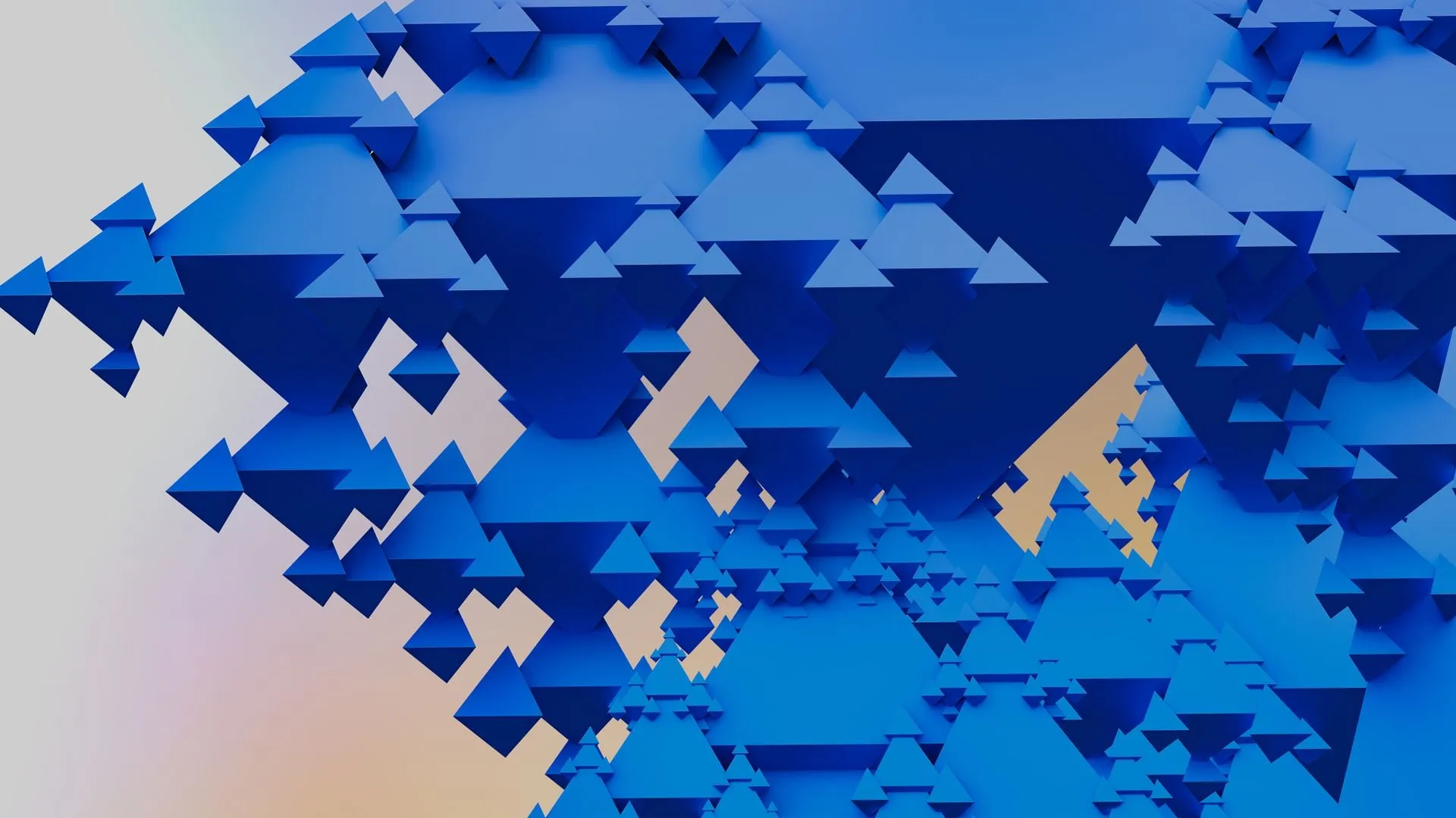 Dynamic abstract art featuring blue triangles in geometric formation.